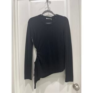 NWT T Alexander Wang Wool Black Long Sleeve Asymmetrical Sweater W/ Cut Out Sz M